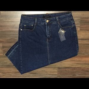 Distressed Midi Denim Skirt